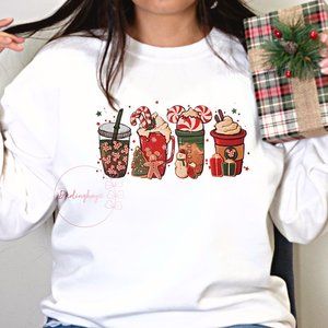 Mouse Holiday Drinks Unisex Graphic Crew Neck Sweatshirt